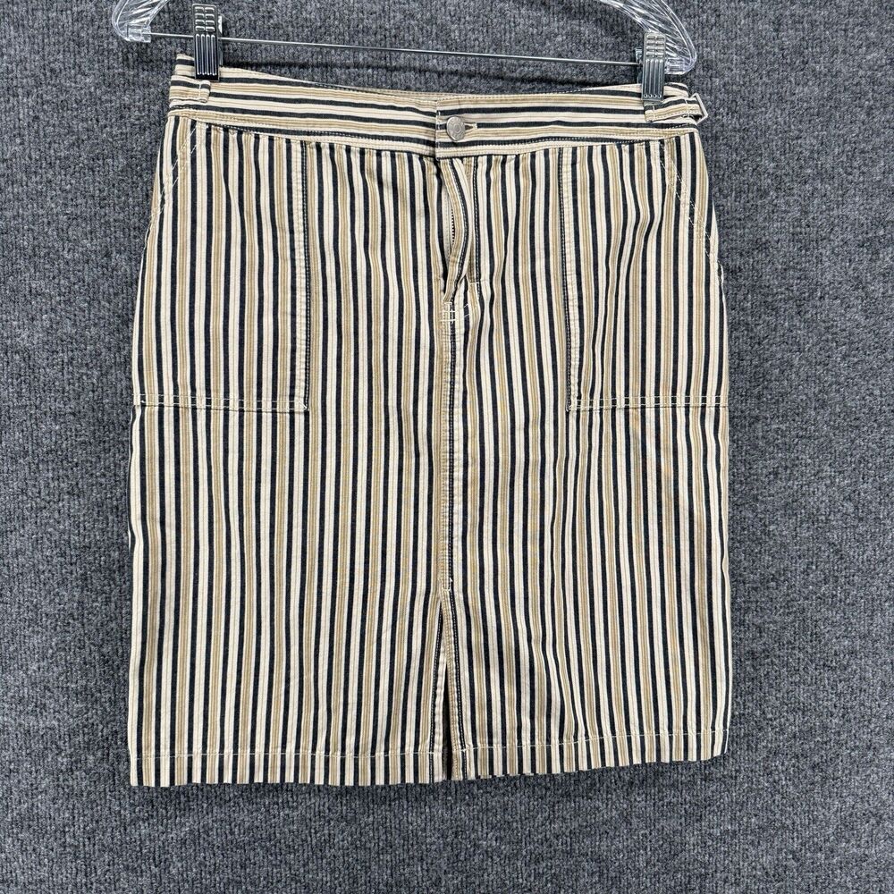 J Crew Denim Skirt Womens 6 Beige‎ Striped Straight Ladies Casual Preppy Classic